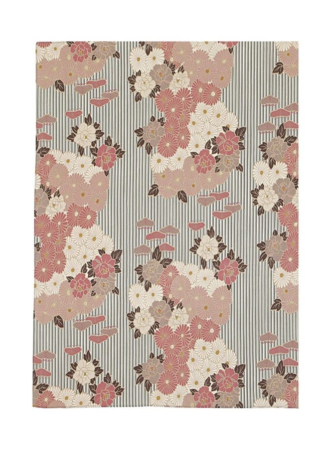 NOREN Furoshiki Wrapping Cloth Bag (Retro Flower Pinkbeige) Large Size 39.4 inches (100 cm), Made in Japan 100% Cotton Japanese Kimono Desigh Gift Wrap Tapestry Bag Cloth - Image 1