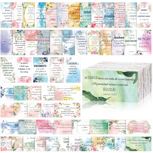 Resholder 240 Pcs Bible Verse Cards in Spanish Prayer Greeting Cards with Assorted Bible Verses Versículos Bíblicos En Español Church Christian Birthday Party Gifts for Women Men(Flower) - Image 1