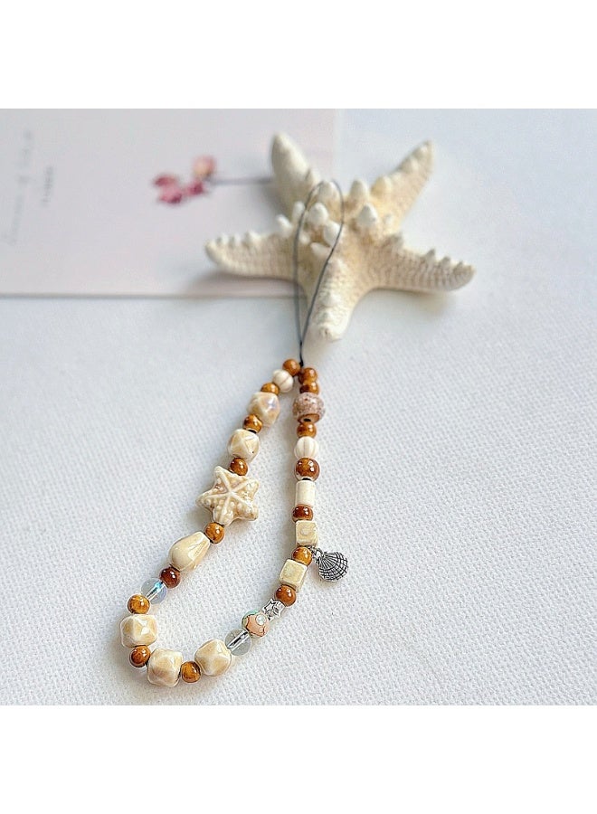 NIBEMINENT Phone Charm/ Chain Strap for Women Girls,Starfish Shell Cell Phone Case Lanyard Wrist Strap