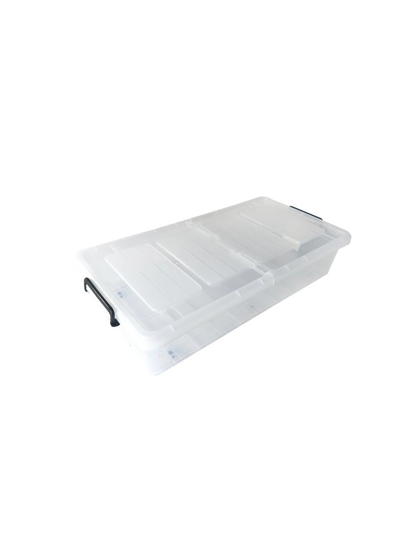 Marcolo Underbed Storage Box 35L Transparent Plastic Organizer with Wheels and Double-Sided Lid Multipurpose Container - Image 3