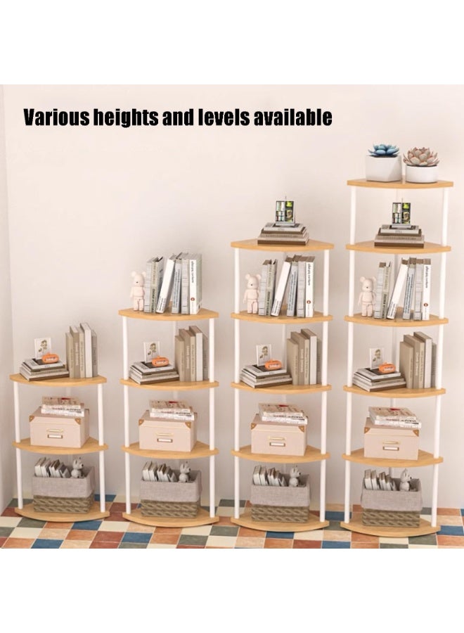 والالا رف كتب زاوية، 5 طبقات، رف عرض قائم بذاته، 30×30×122 سم، رف زاوية خشبي صناعي مع أرفف مفتوحة وإطار معدني لغرفة المعيشة وغرفة النوم والمكتب المنزلي (خشب، الطابق الخامس) - Image 4