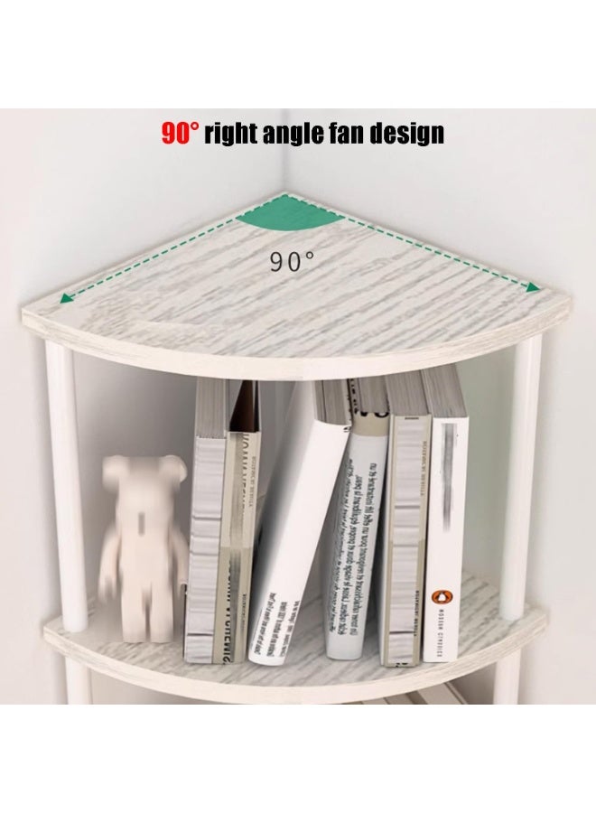 والالا رف كتب زاوية، 5 طبقات، رف عرض قائم بذاته، 30×30×122 سم، رف زاوية خشبي صناعي مع أرفف مفتوحة وإطار معدني لغرفة المعيشة وغرفة النوم والمكتب المنزلي (خشب، الطابق الخامس) - Image 5