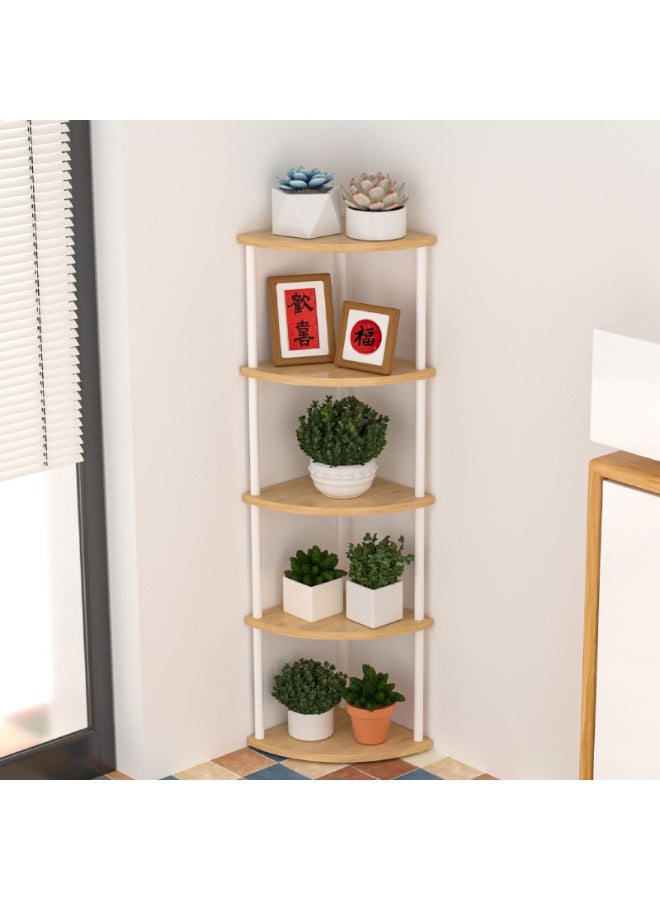 والالا رف كتب زاوية، 5 طبقات، رف عرض قائم بذاته، 30×30×122 سم، رف زاوية خشبي صناعي مع أرفف مفتوحة وإطار معدني لغرفة المعيشة وغرفة النوم والمكتب المنزلي (خشب، الطابق الخامس) - Image 1