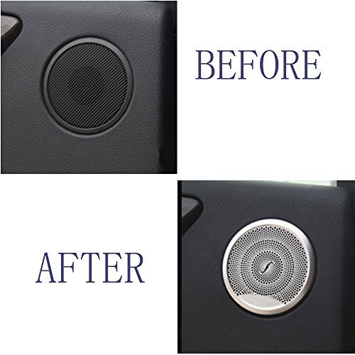 Lanyun Door Speaker Audio Player Cover Trim Compatible with Mercedes Benz for 2015-2019 W205 C-Class C250 C300 C350 C400 C63, X205 GLC-Class GLC250 GLC300, etc(1set/4pic) (Matt Silver) - Image 3