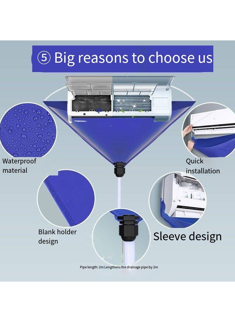 NIBEMINENT 4-Piece Air Conditioner Cleaning Cover Dust Washing Bag for size 2P, Wall Mounted Waterproof AC Cleaning Cover Dust with pipe 2m  - Image 2