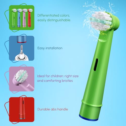 GENKENT 20 Pcs Kids Toothbrush Head Compatible with Braun Oral B Kids Electric Toothbrushes, Extra Soft Bristle for Sensitive - Image 3