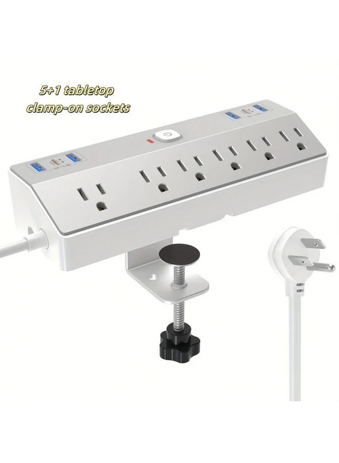 12 In 1 Desktop Power Strip 1625W 6 AC Outlets 6 USB Ports PD 20W Fast Charging 5 1 High Position Clip - Image 1