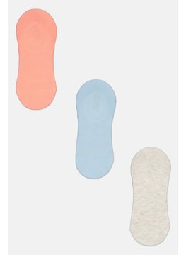 XOXO Women 3 Pairs Brand Logo Invisible Socks, Multicolor  - Image 2