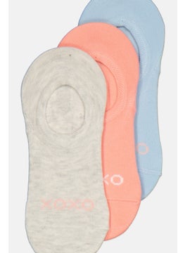 XOXO Women 3 Pairs Brand Logo Invisible Socks, Multicolor  - Image 3