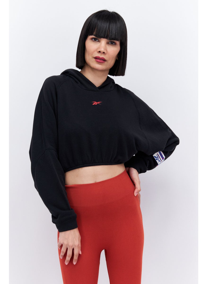 Reebok Women Sportswear Fit Brand Logo Outdoor Hoodies, Black  - Image 1