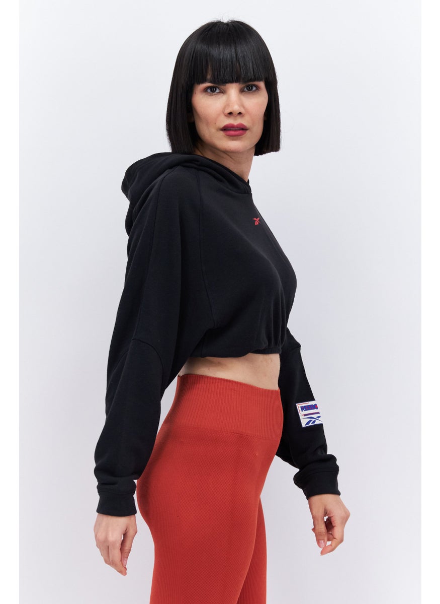 Reebok Women Sportswear Fit Brand Logo Outdoor Hoodies, Black  - Image 3