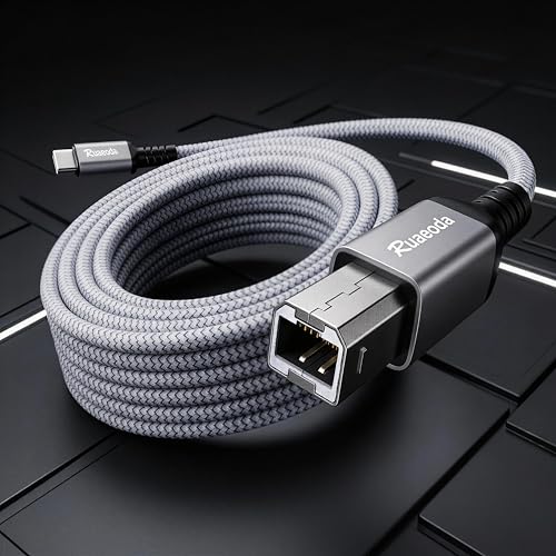 Ruaeoda USB C to USB B Printer Cable 6ft, High-Speed Braided USB C MIDI Cable for MacBook Pro, iPad Pro, Air, Compatible with HP, Canon, Epson, Brother Printer, Digital Piano, DAC, DJ Controller - Image 2