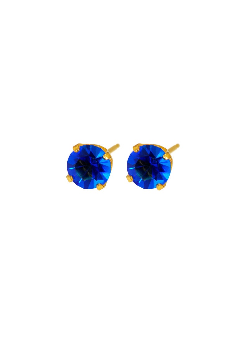 Caflon Fashion Sense Gold Plated Sapphire Tiffany Earring 5mm  - Image 2