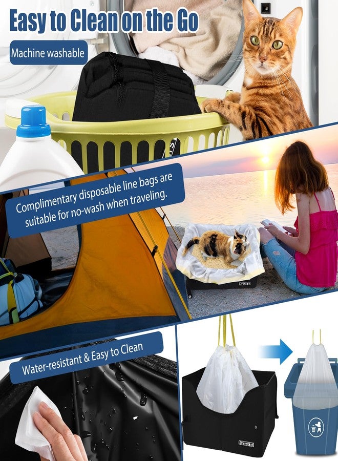 Petskd Portable Travel Litter Box for Cats with Lid and 10 pcs Liner Bags, Light Weight, Leak-Proof and Higher Sides for Road Trips, Hotel Stays, Car Travel(Black) - Image 5
