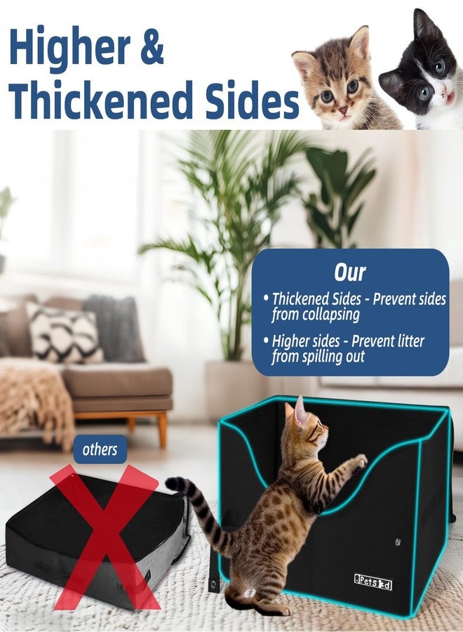 Petskd Portable Travel Litter Box for Cats with Lid and 10 pcs Liner Bags, Light Weight, Leak-Proof and Higher Sides for Road Trips, Hotel Stays, Car Travel(Black) - Image 4