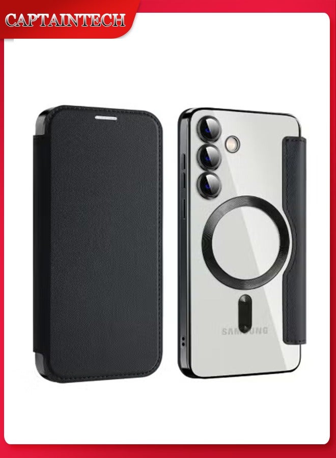 Captaintech Samsung Galaxy S24 Plus Leather Flip Case (2024) - Premium Personalized Texture with Credit Card Holder | Luxury Protective Wallet Cover - Image 1