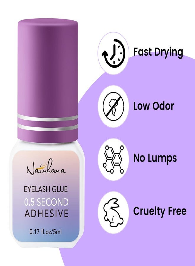 NATUHANA Eyelash Extension Glue 0.5 Sec Drying (0.17fl.oz / 5ml)/Up to 8 Weeks Retention,Waterproof Lash Extension Glue for Adhesive Professional Use Only,Black - Image 3