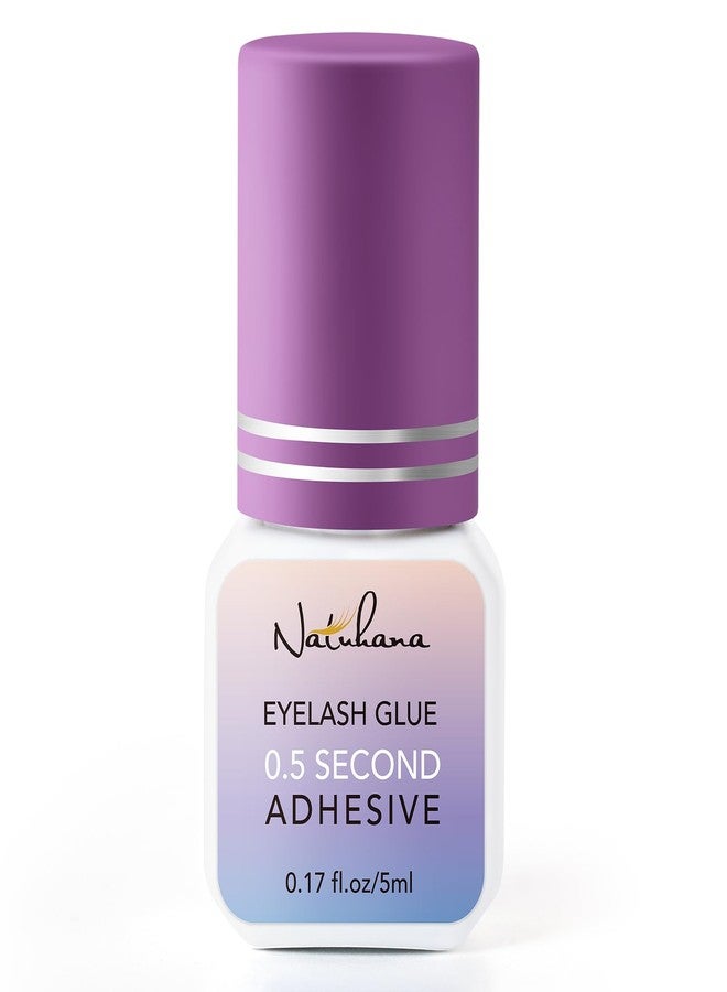 NATUHANA Eyelash Extension Glue 0.5 Sec Drying (0.17fl.oz / 5ml)/Up to 8 Weeks Retention,Waterproof Lash Extension Glue for Adhesive Professional Use Only,Black - Image 1