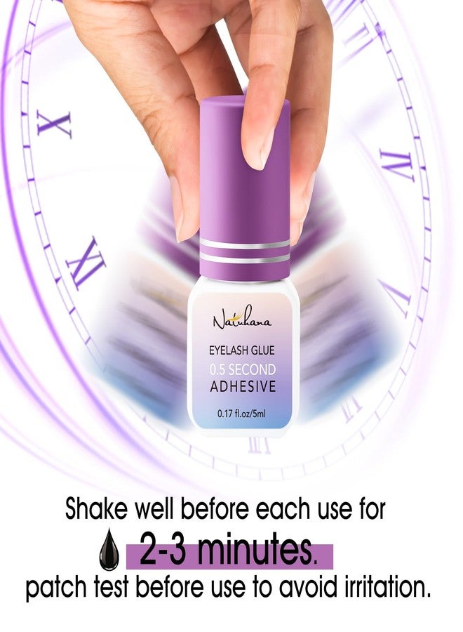 NATUHANA Eyelash Extension Glue 0.5 Sec Drying (0.17fl.oz / 5ml)/Up to 8 Weeks Retention,Waterproof Lash Extension Glue for Adhesive Professional Use Only,Black - Image 5
