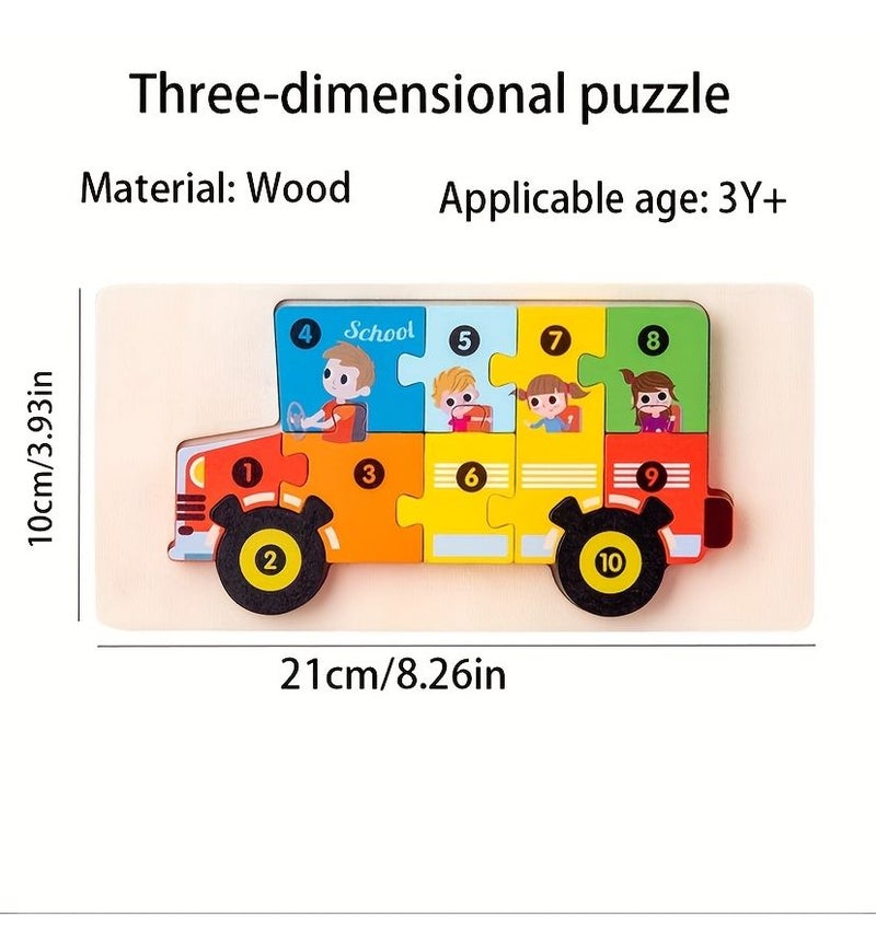 Wooden Animal Puzzles For Ages 3 Plus Polar Bear 3D Digital Puzzles Color Interlock Blocks Creative Assembly - Image 2