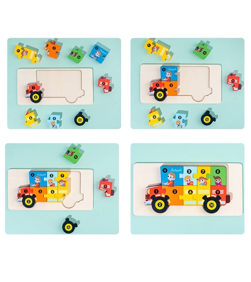 Wooden Animal Puzzles For Ages 3 Plus Polar Bear 3D Digital Puzzles Color Interlock Blocks Creative Assembly - Image 4