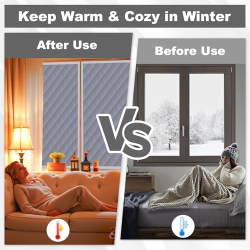 Zejoot Winter Insulation Window Cover 63 x 47 Inches, Oxford Thermal Window Blanket, Thick Cotton Filled Winter Windows Curtain for Keeping Warming - Image 5