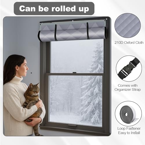 Zejoot Winter Insulation Window Cover 63 x 47 Inches, Oxford Thermal Window Blanket, Thick Cotton Filled Winter Windows Curtain for Keeping Warming - Image 3