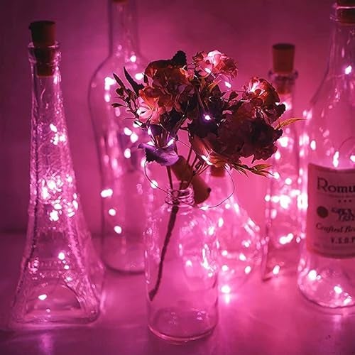 Lexton Cork Light | Bottle Light | Copper String Light | Cork String Light for Room Decor, Birthdays, Party, Diwali (Pink Color Pack of 2) Includes Additional 3 Button Cells for Extended Use - Image 5