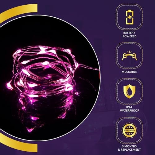 Lexton Cork Light | Bottle Light | Copper String Light | Cork String Light for Room Decor, Birthdays, Party, Diwali (Pink Color Pack of 2) Includes Additional 3 Button Cells for Extended Use - Image 4