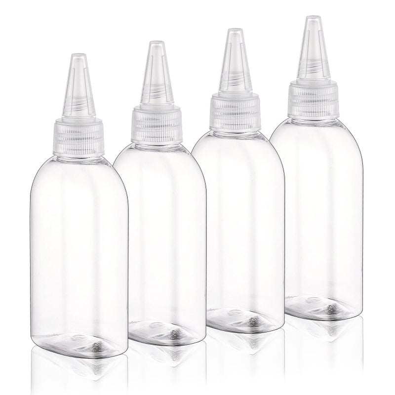 Cosywell Paint Bottles 4Pack 100ml/3.4oz Empty Squeeze Bottles Leak-Proof Refillable Plastic Hair Color Applicator Bottle Paint Storage Containers for Paint Art Crafts Shampoo Liquids(Clear) - Image 1