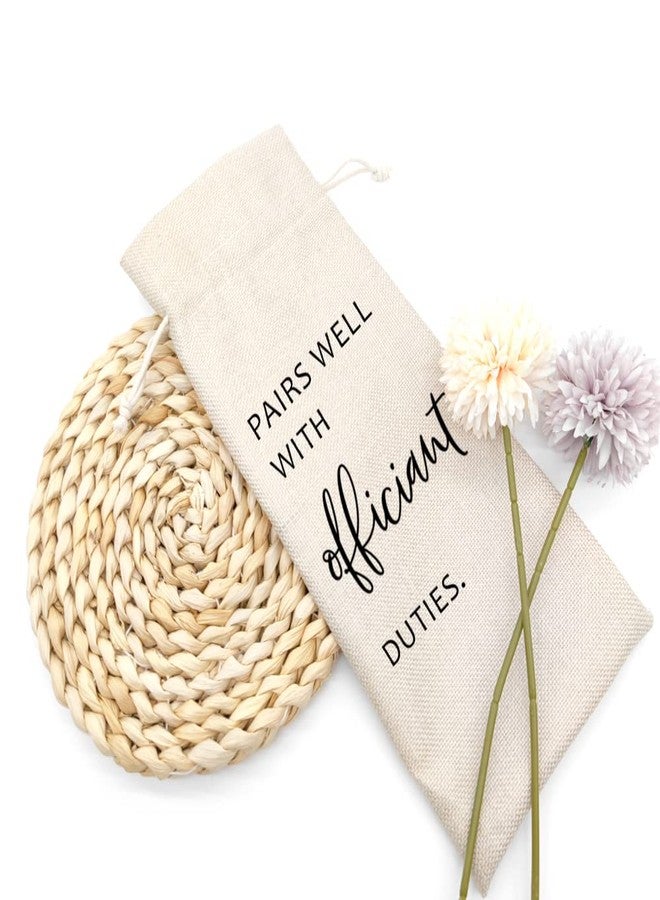 Socive Wedding Wine Bag, Officiant Wine Bag Gift, Officiant & Pastor Gifts, Burlap Drawstring Wine Bag - Image 4
