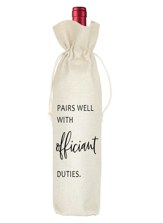 Socive Wedding Wine Bag, Officiant Wine Bag Gift, Officiant & Pastor Gifts, Burlap Drawstring Wine Bag - Image 1