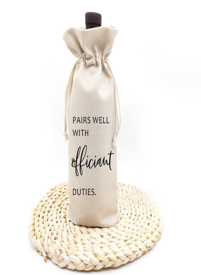 Socive Wedding Wine Bag, Officiant Wine Bag Gift, Officiant & Pastor Gifts, Burlap Drawstring Wine Bag - Image 2