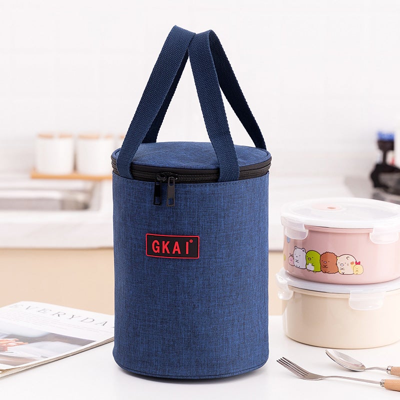 Waterproof Picnic Cylinder Lunch Tote Navy 