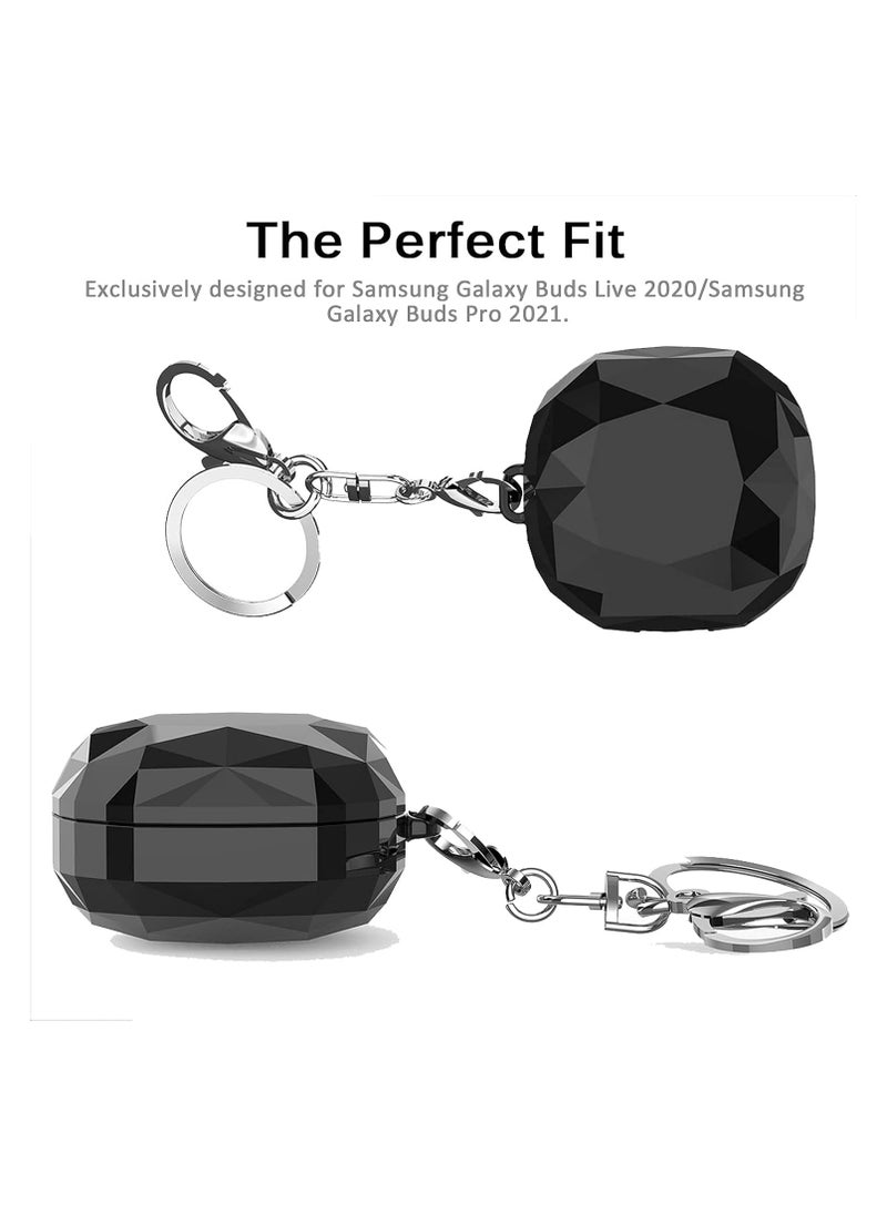 Generic - Compatible with Samsung Galaxy Buds 2 pro 2022 Case  Galaxy Buds 2 2021 Case Galaxy Buds Pro 2021 Case   Galaxy Buds Live 2020 Case, Shockproof Hard Protective Case with Keychain Black - Image 1