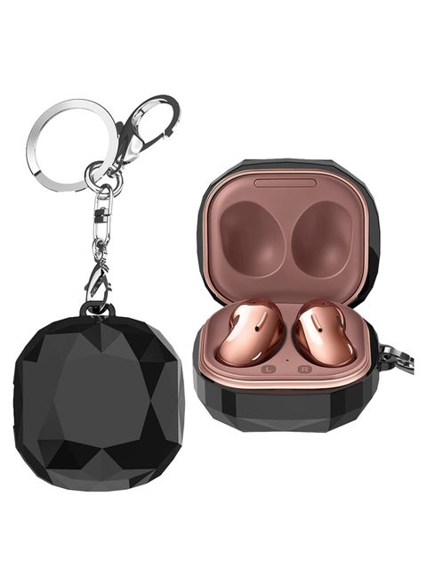 Compatible with Samsung Galaxy Buds 2 pro 2022 Case  Galaxy Buds 2 2021 Case Galaxy Buds Pro 2021 Case   Galaxy Buds Live 2020 Case, Shockproof Hard Protective Case with Keychain Black