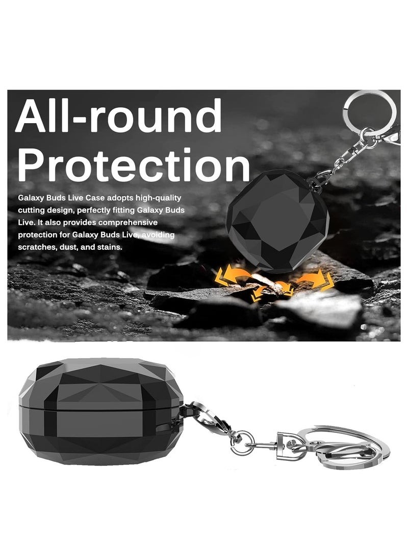 Generic - Compatible with Samsung Galaxy Buds 2 pro 2022 Case  Galaxy Buds 2 2021 Case Galaxy Buds Pro 2021 Case   Galaxy Buds Live 2020 Case, Shockproof Hard Protective Case with Keychain Black - Image 1