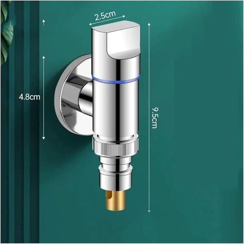 صنبور غسالة معدني رمادي صمام تحكم مزدوج إيقاف مائي تلقائي فتح سريع - Image 3