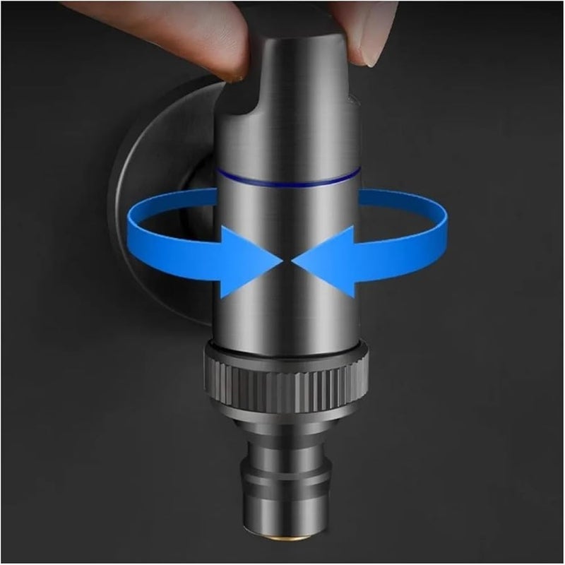 صنبور غسالة معدني رمادي صمام تحكم مزدوج إيقاف مائي تلقائي فتح سريع - Image 5