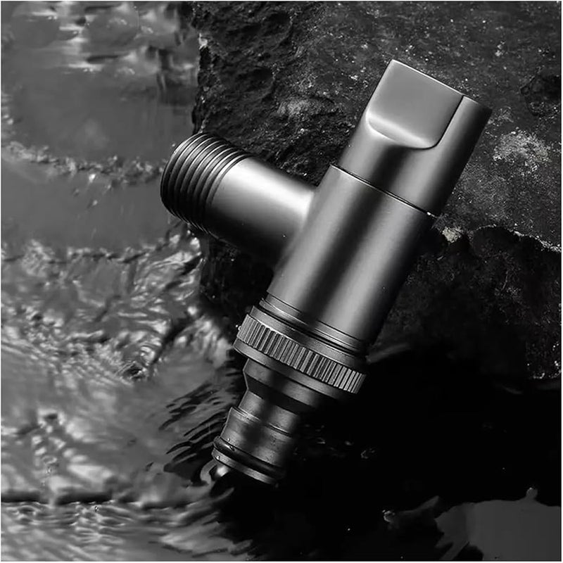 صنبور غسالة معدني رمادي صمام تحكم مزدوج إيقاف مائي تلقائي فتح سريع - Image 4