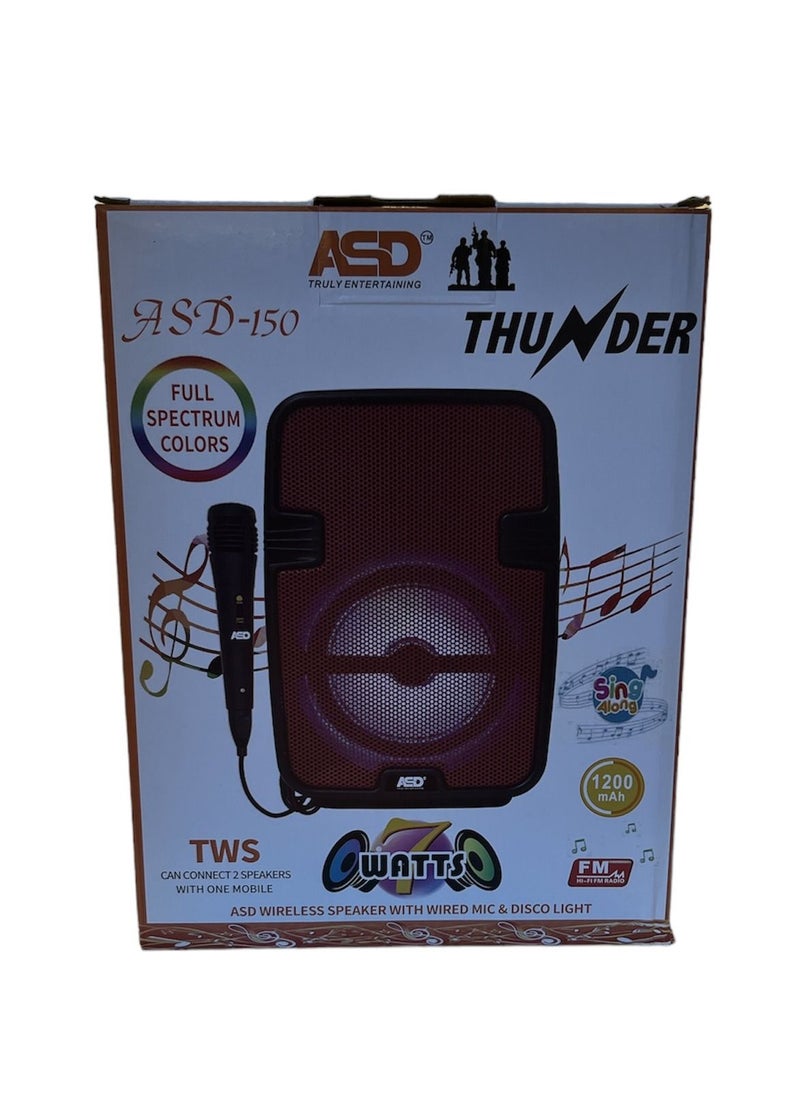 ASD - ASD-150 Thunder Wireless Speaker with Wired Mic and Disco Light - Image 1