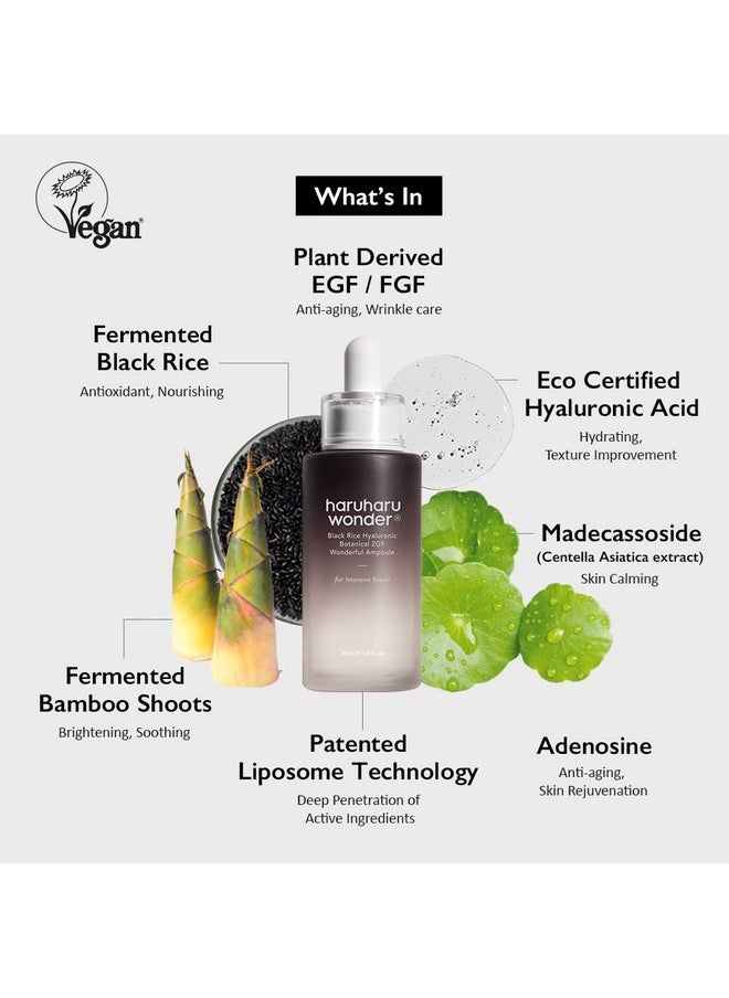 Haruharu - Aruharu Wonder Black Rice Botanical 2Gf Ampoule 1 Fl.Oz / 30Ml ; Facial Serum Egf Serum Antiaging Serum Wrinkle Care ; Cruelty Free Ewggreen - Image 1