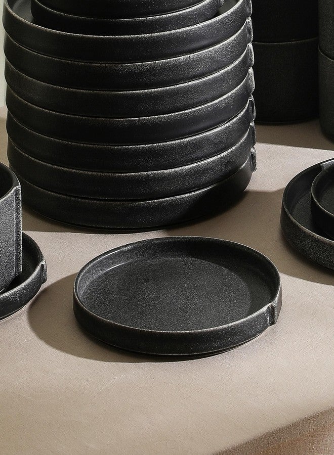 Stone Lain Bao 4-Piece Salad Plate Set Stoneware, Charcoal - Image 5