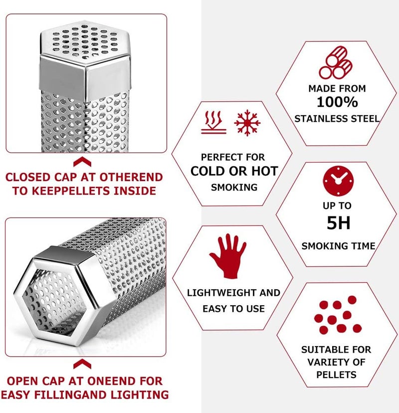 Realcook Pellet Smoker Tube 12-inch: Stainless Steel Wood Pellets Smoke Tube for Hot or Cold Smoking | BBQ Smoke Generator Tubes Works with any Grill and Smokers - Image 3