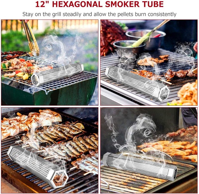 Realcook Pellet Smoker Tube 12-inch: Stainless Steel Wood Pellets Smoke Tube for Hot or Cold Smoking | BBQ Smoke Generator Tubes Works with any Grill and Smokers - Image 2