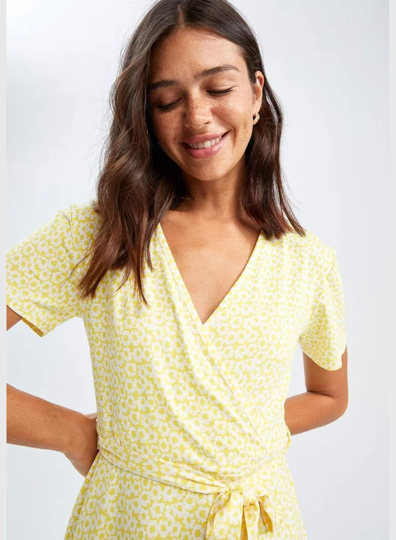 DeFacto Linking Advanced Patterned V Neck Dress