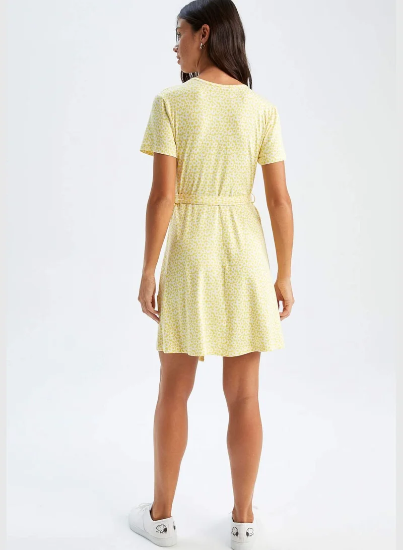 DeFacto Linking Advanced Patterned V Neck Dress