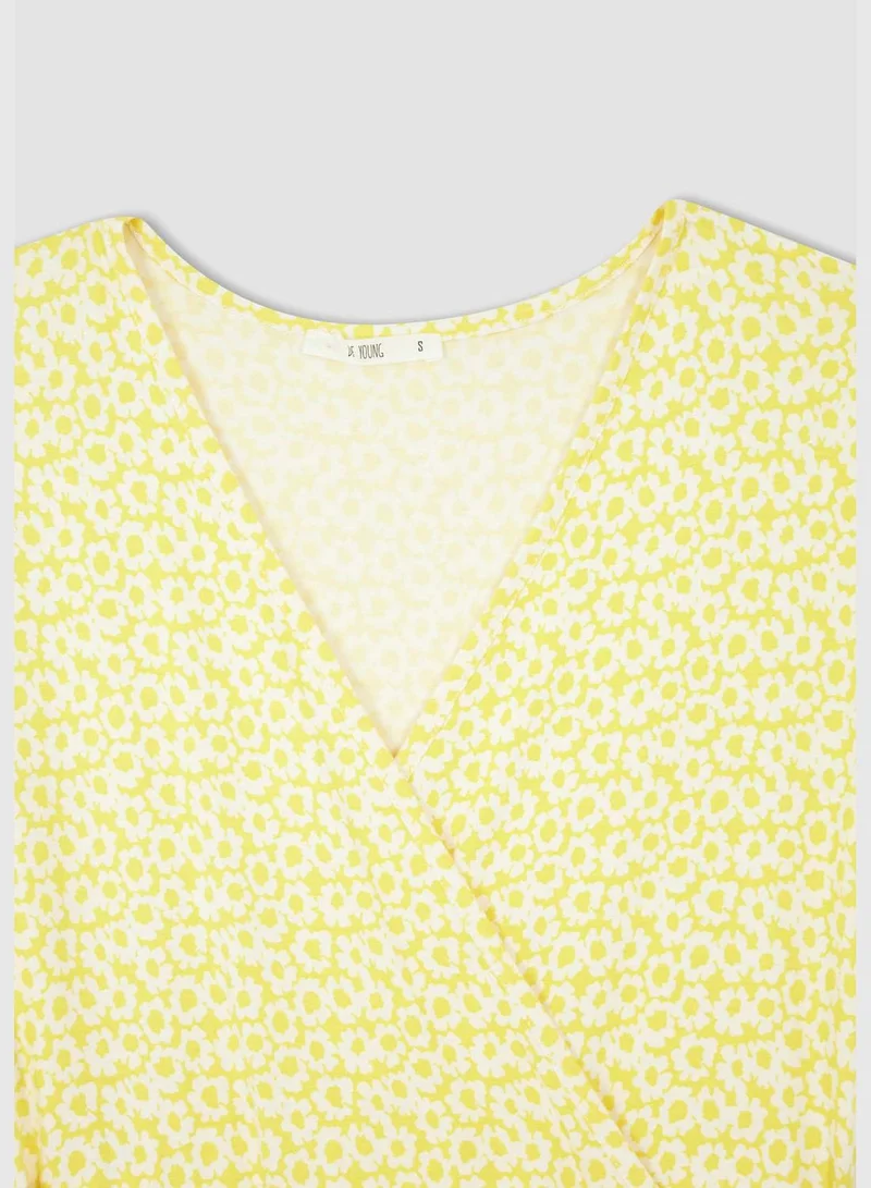 DeFacto Linking Advanced Patterned V Neck Dress