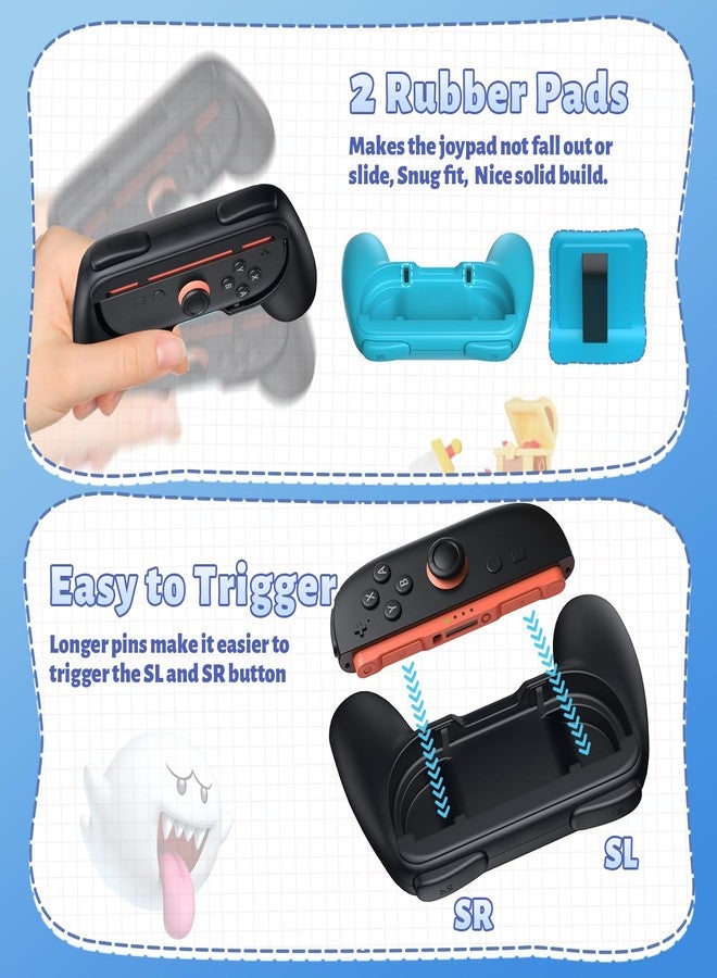 FASTSNAIL 4 Pack Grips for Nintendo Switch 2 (2025) for Joy-Con 2, Wear-Resistant & Anti-Slip Controllers Grips Handle Kit, Holder Accessories for NS2 Joypad(Black,Black,Red,Blue) - Image 5