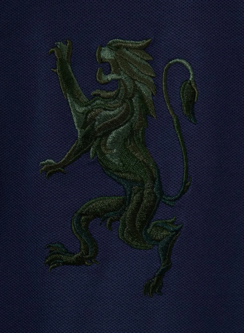 GIORDANO  Men's 3D Lion Polo: Slim Fit, Bold Embroidery, Premium Pique for Men | Best Price UAE